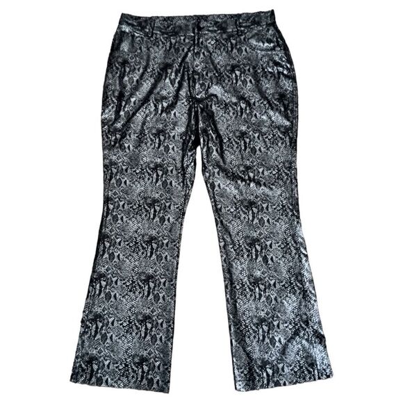 Metallic Snakeskin Jeans Pants Sz 20 Bootcut  Blue Silver Vintage Highway Brand. - Picture 2 of 16